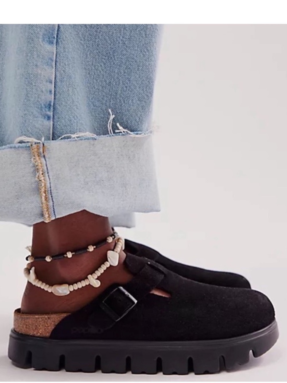 Birkenstock Boston Chunky Black Suede Buckle Platform Clog Size EU 41 NWOB